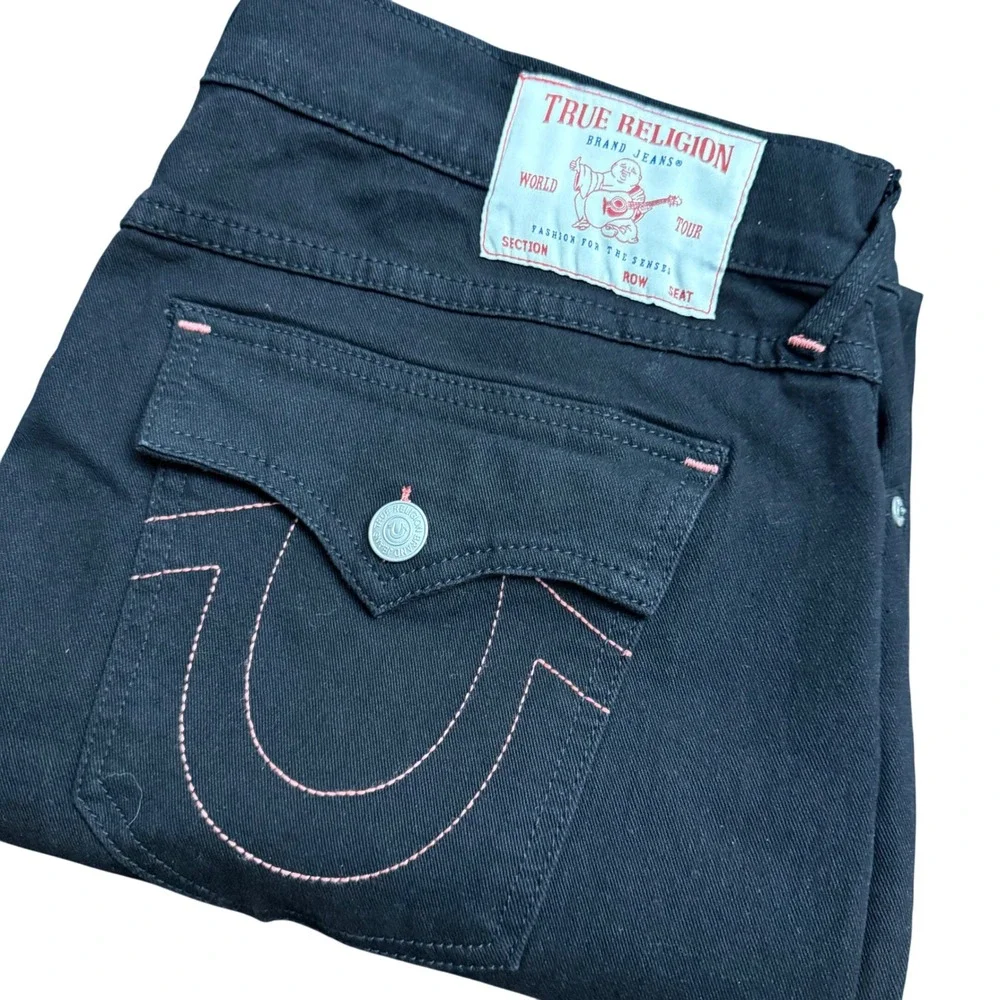 True Religion Ricky Black Rinse Relaxed Straight‎ Jeans Mens Size 38x34